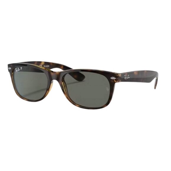Ray-Ban • New Wayfarer Classic Polarized Sunglasses • Tortoise/G-15 • With Case - Picture 6 of 9